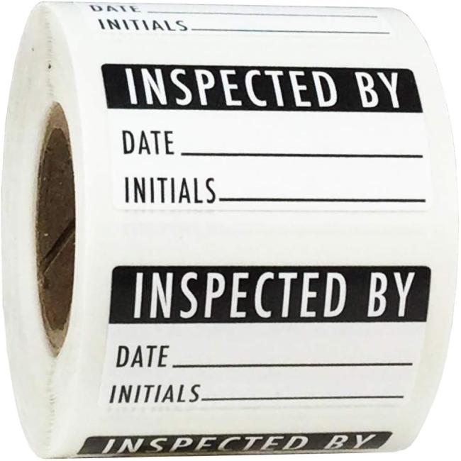 Inspected By Rectangle Labels, 0.75 x 1.5, Pack of 500 - Writable & Strong Adhesive